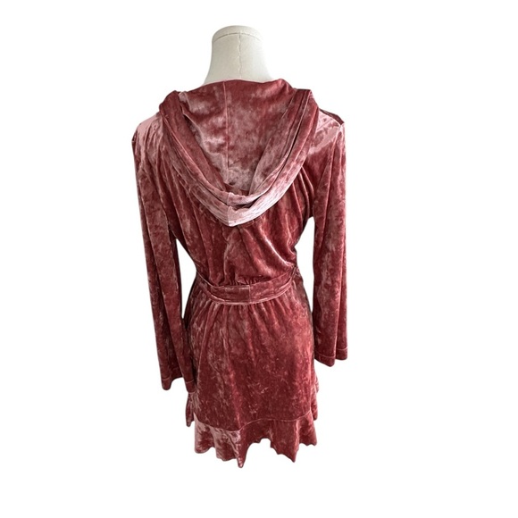 BETSEY JOHNSON Mauve Pink Velvet Robe Belt Size XS S Wrap Bath Casual Soft Cozy - Picture 3 of 8